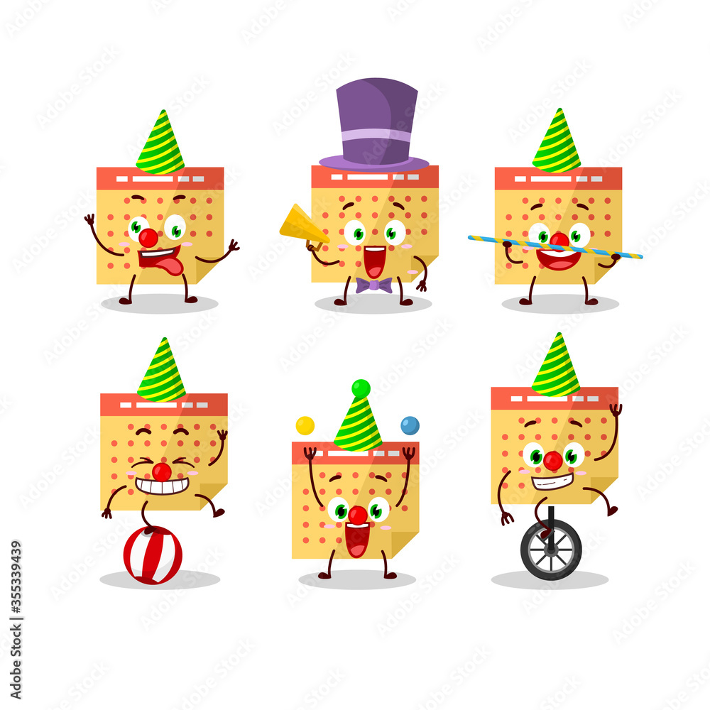 Cartoon character of calendar with various circus shows Cartoon character of calendar with various circus shows