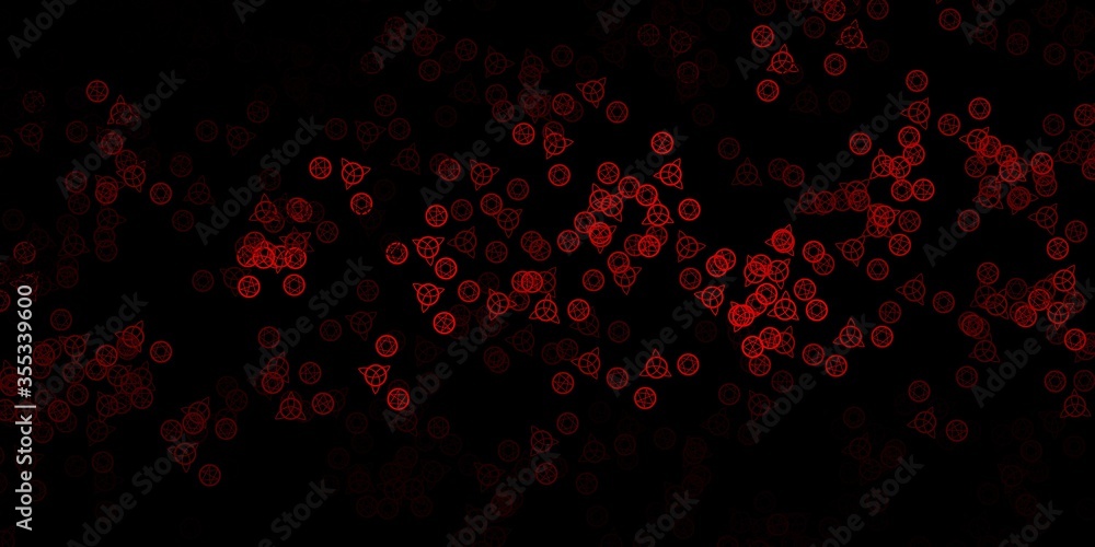 Dark Red vector template with esoteric signs.