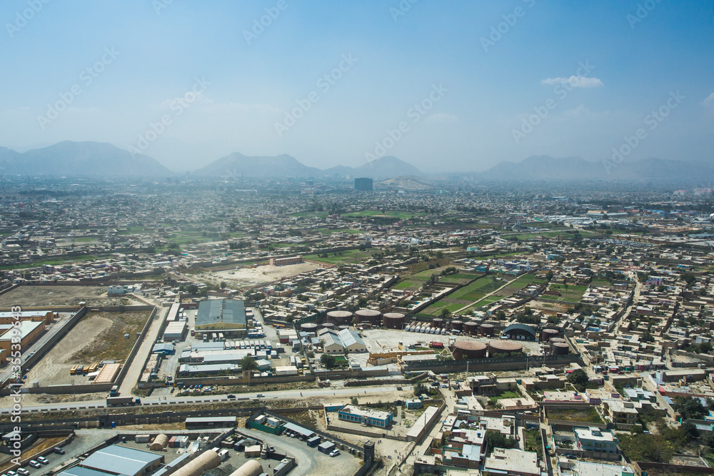 an industrial area and population in Kabul Afghanistan