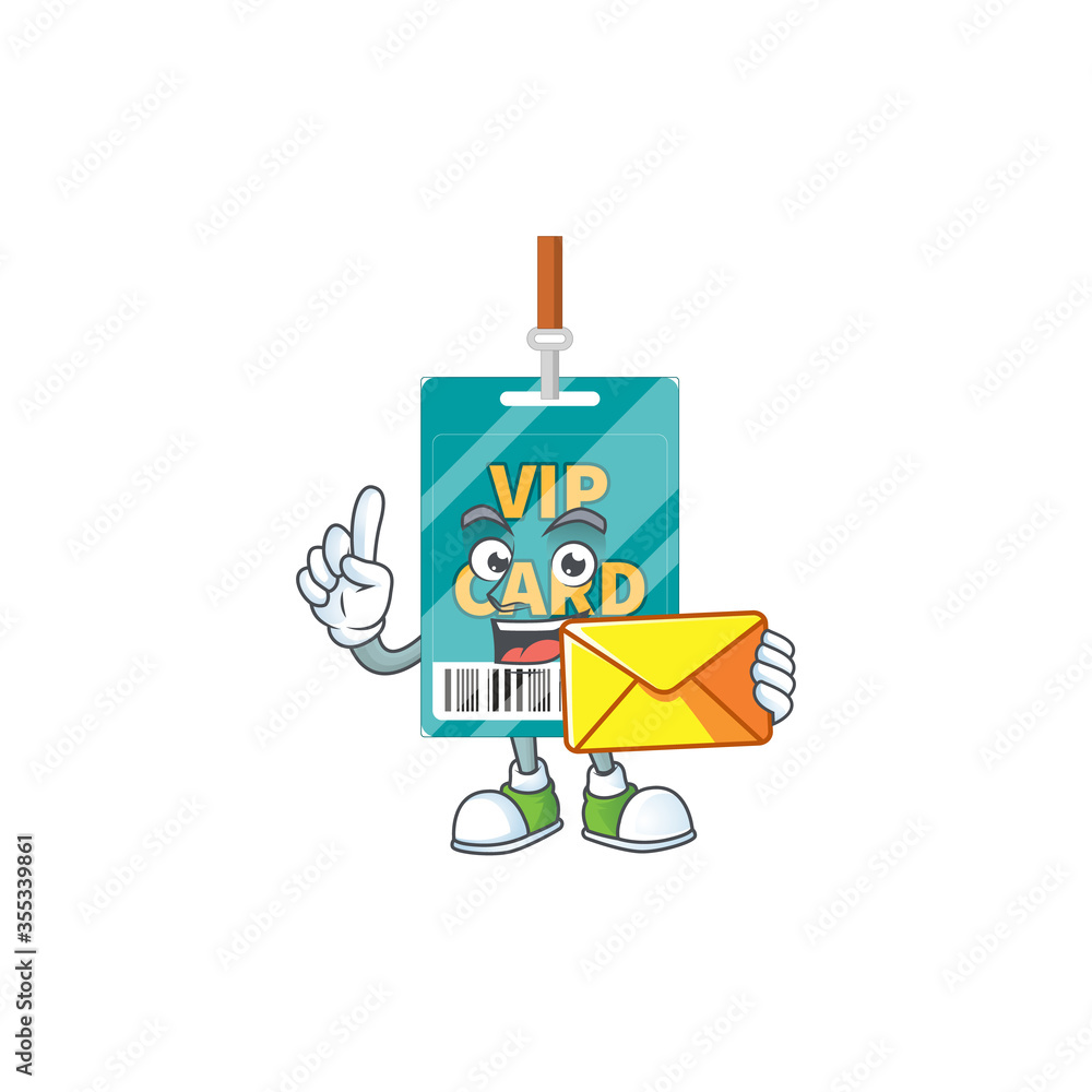 A cartoon picture of VIP pass card bring brown envelope A cartoon picture of VIP pass card bring brown envelope