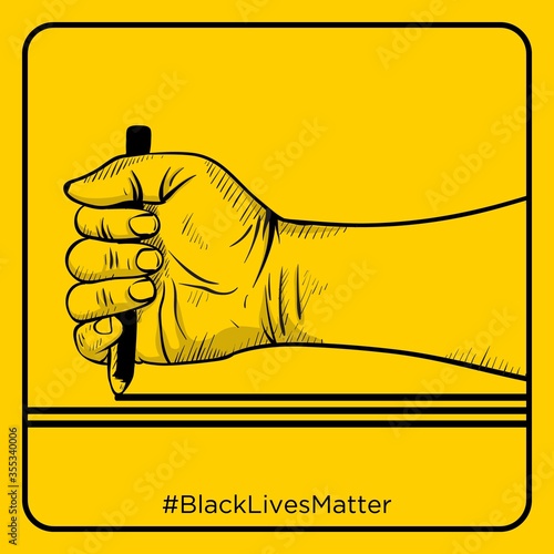 Illustration of Hand Holding Pen Drawing a Three Stripes Lines for Black Lives Matter Campaign