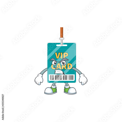 cartoon drawing of VIP pass card showing angry face
