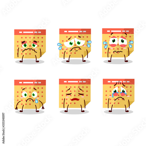Calendar cartoon in character with sad expression