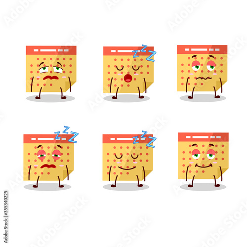 Cartoon character of calendar with sleepy expression