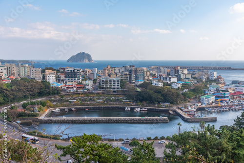 Aerial view of port of Seogwipo at Jeju island, Repubic of Korea photo