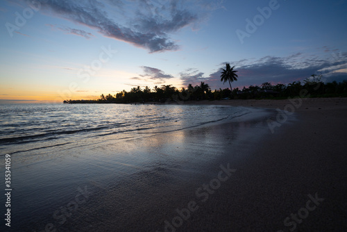 Sunset on a beach in tropical Samoa