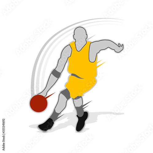 Basketball player shape silhouette vector set action pose