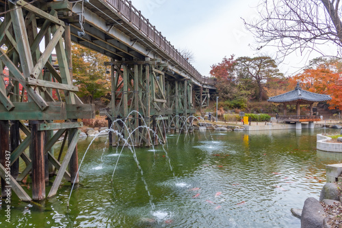 Pond inside Imjingak unification park at the Republic of Korea photo