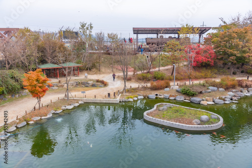 Pond inside Imjingak unification park at the Republic of Korea photo