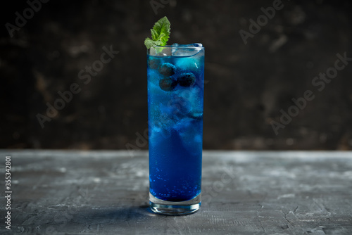 Colorful blueberry cocktail. Selective focus. Shallow depth of field.
