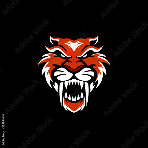 sabertooth tiger mascot logo for e sport team or t shirt badge