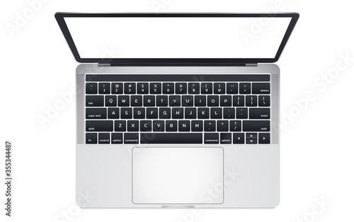 Top view of modern laptop computer with touchpad.Isolate on white background.