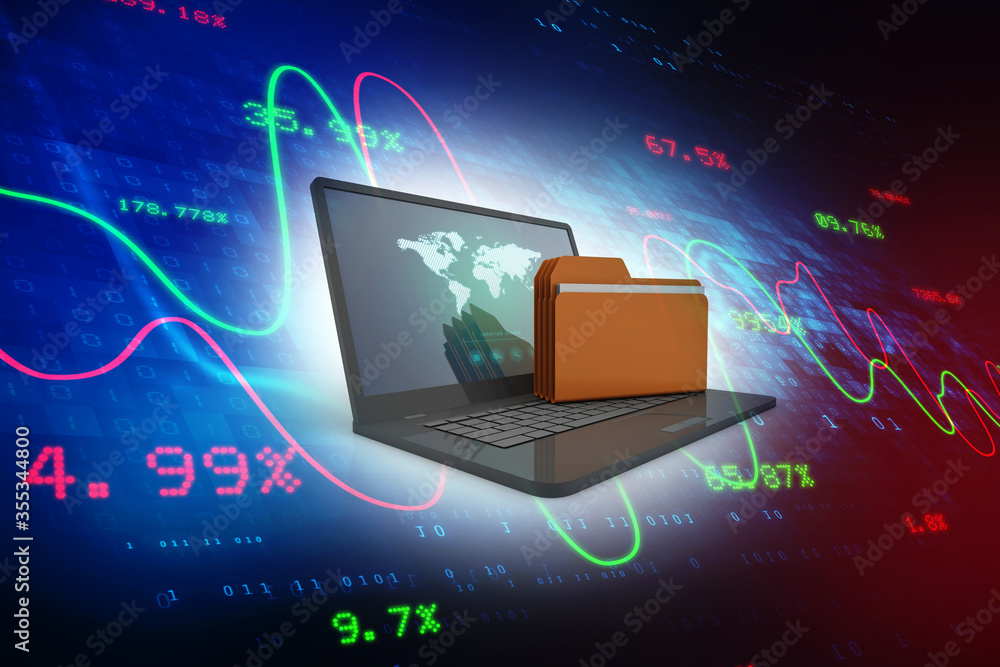 3d illustration of folder networking with computer. Folder networking concept. 3d illustration of folder networking with computer. Folder networking concept.
