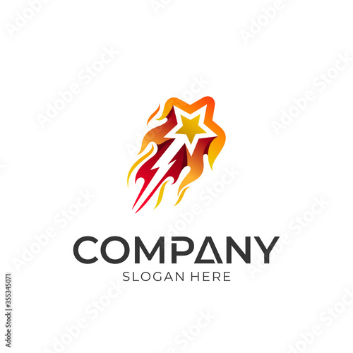 Vector logo of comet star. Modern style. Logo template ready for use.