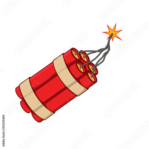 Illustration of dynamite isolated on white background. Design element for poster, card, banner, logo, label, sign, badge, t shirt. Vector illustration