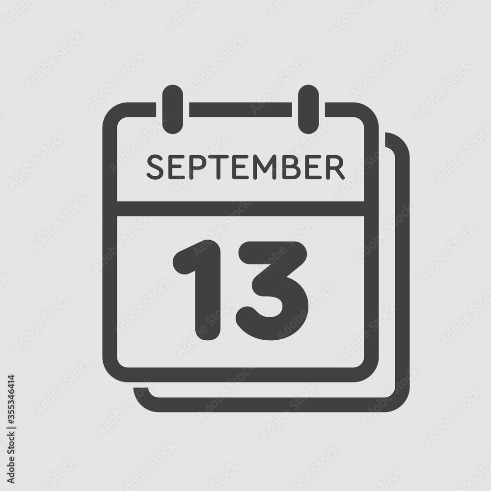 Calendar icon day 13 September, template date days Calendar icon day 13 September, template date days