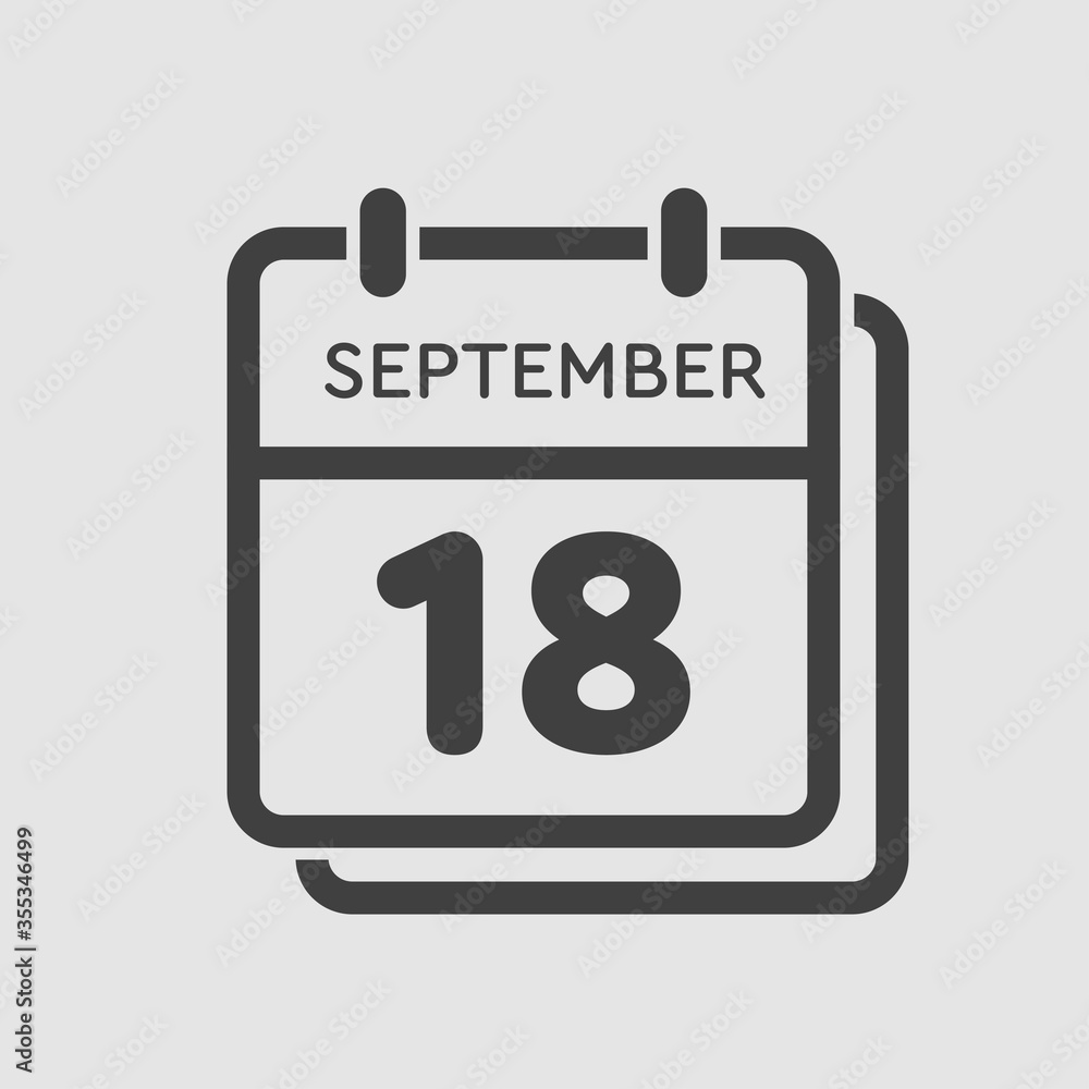 Calendar icon day 18 September, template date days Calendar icon day 18 September, template date days