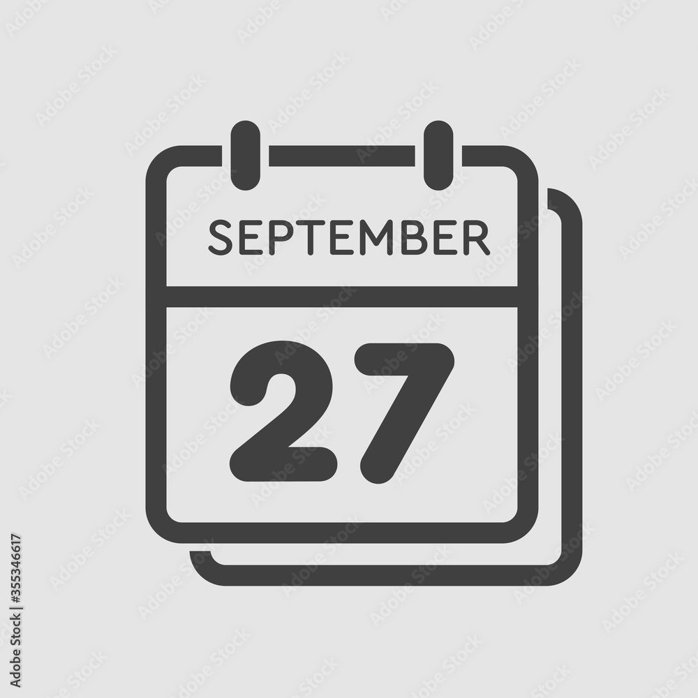 Calendar icon day 27 September, template date days Calendar icon day 27 September, template date days