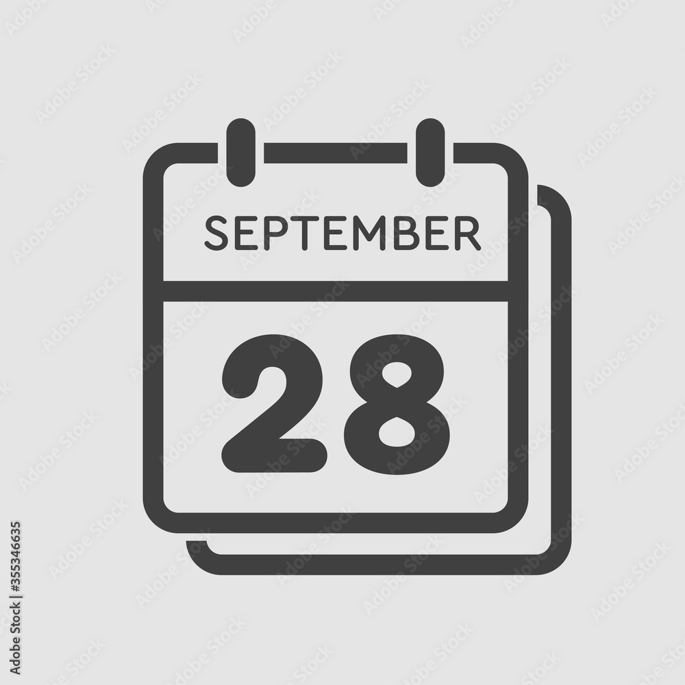 Calendar icon day 28 September, template date days Calendar icon day 28 September, template date days