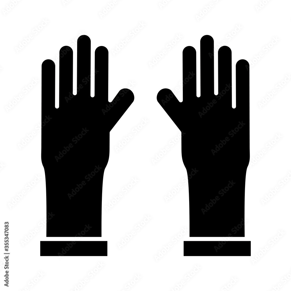 Obraz premium rubber gloves with covid19 particles silhouette style