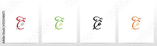 Chef Hat And Spatula On Letter Logo Design C