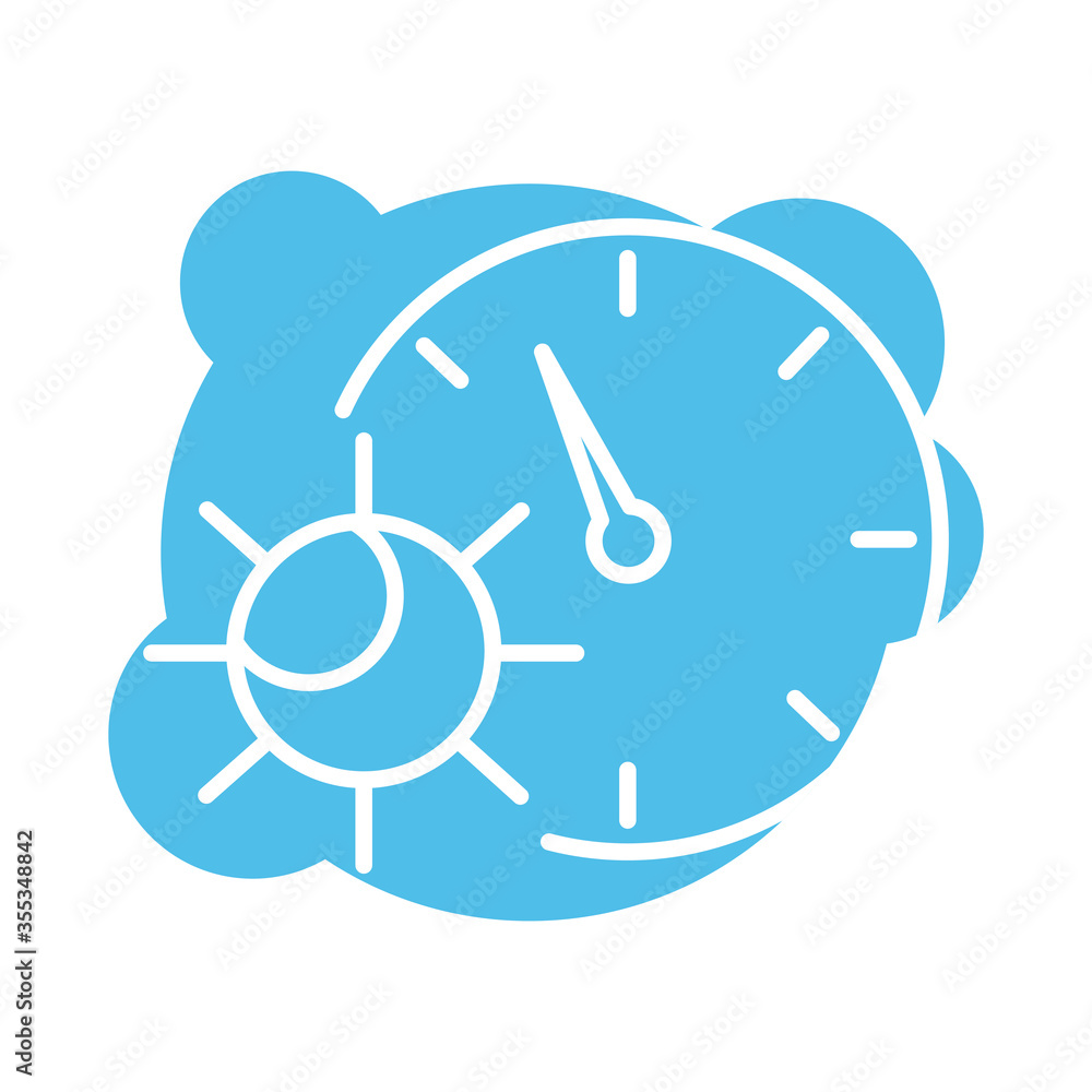 covid19 virus particle with clock block style covid19 virus particle with clock block style