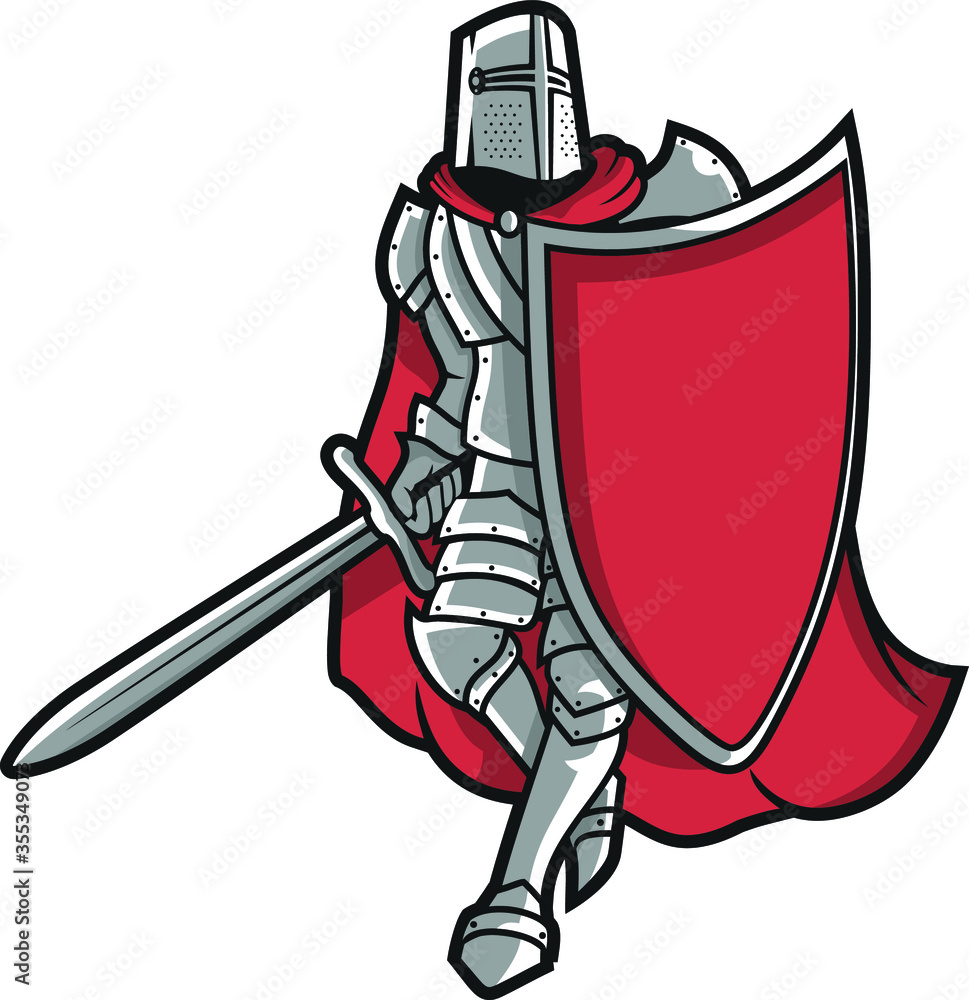 Obraz premium Knight soldier Logo Vector Illustration