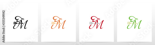 Chef Hat And Spatula On Letter Logo Design M