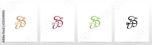 Chef Hat And Spatula On Letter Logo Design P
