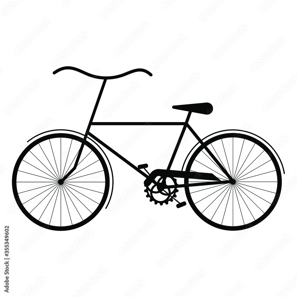 Bicycle, black outline isolated on a white background. Vector illustration, eps 10. Concept: decoration, sports equipment, icon, icon, symbol, sign, sport, track.