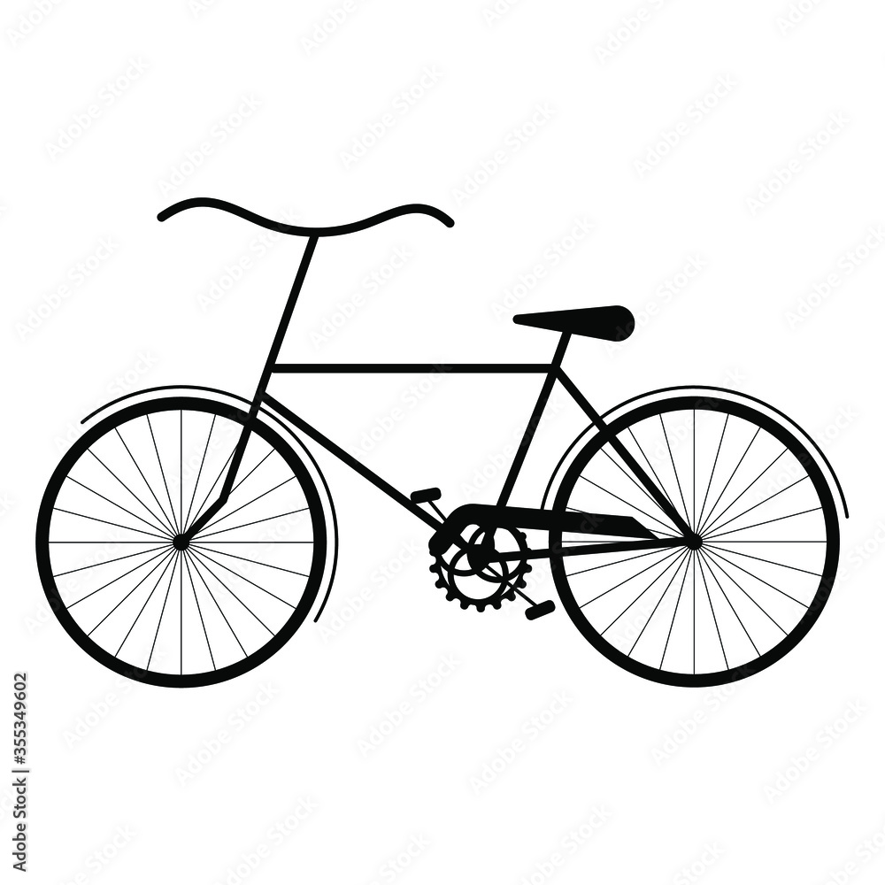 Bicycle, black outline isolated on a white background. Vector illustration, eps 10. Concept: decoration, sports equipment, icon, icon, symbol, sign, sport, track. Bicycle, black outline isolated on a white background. Vector illustration, eps 10. Concept: decoration, sports equipment, icon, icon, symbol, sign, sport, track.