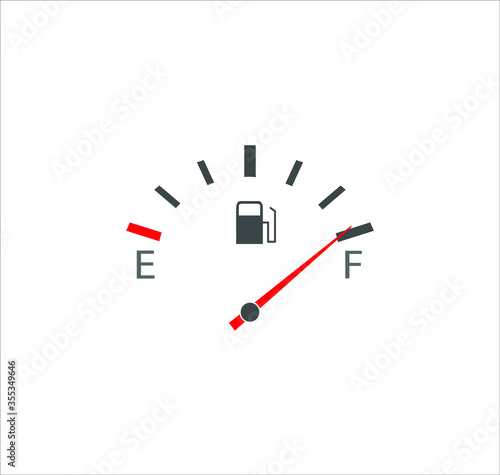 Fuel tank indicator. Full fuel meter, Vector on white background