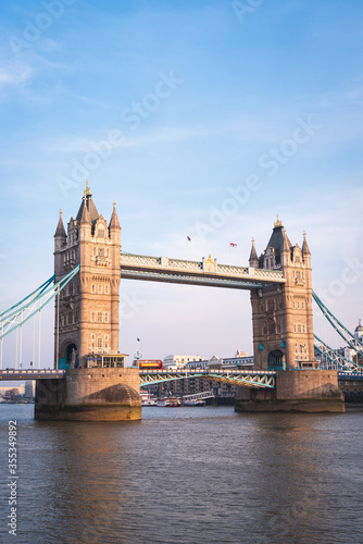Portrait view of Tower bridge in London, UK