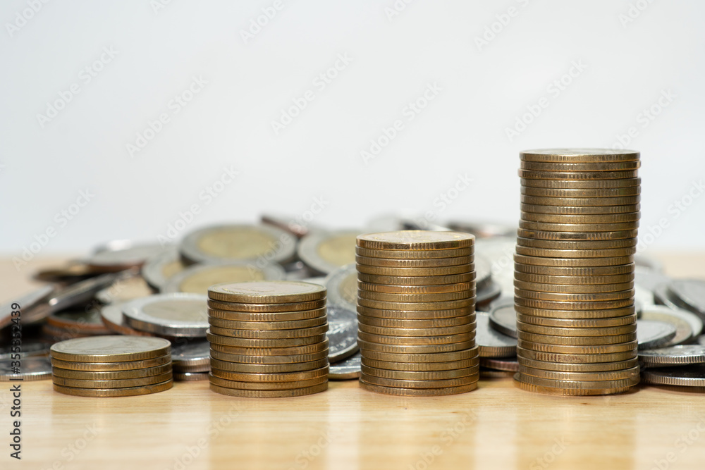 stack of coins on the table stack of coins on the table