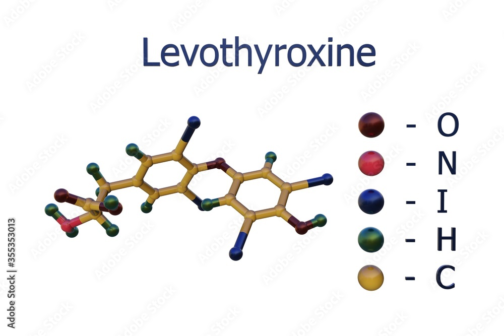Molecular structure of levothyroxine or lthyroxine, a manufactured