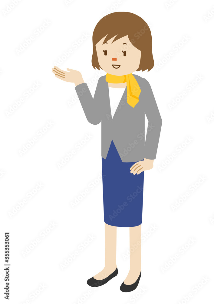 Illustration of a businesswoman guiding the customer Illustration of a businesswoman guiding the customer