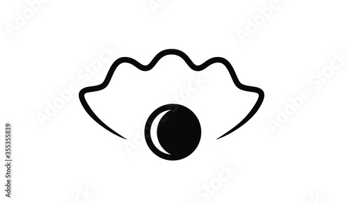 abstract simple pearl gem silhouette black logo icon design