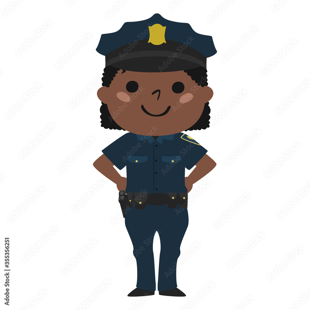笑顔の女性警察官のイラスト。 笑顔の女性警察官のイラスト。