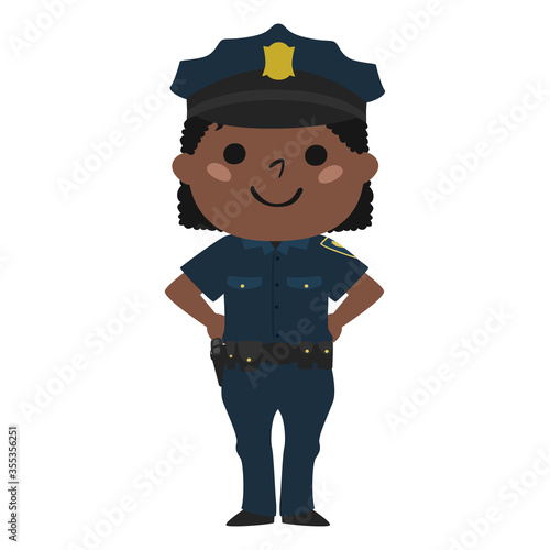 笑顔の女性警察官のイラスト。