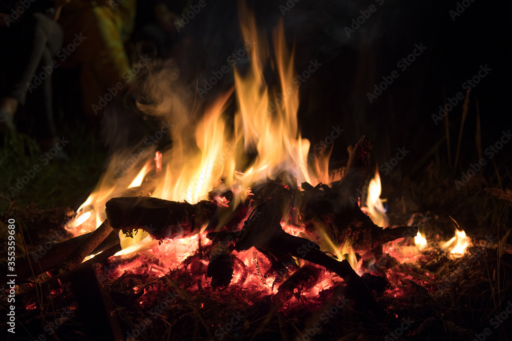 orange flame, smoldering logs, fire magic orange flame, smoldering logs, fire magic