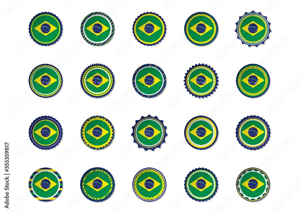 set of brazil flag labels set of brazil flag labels