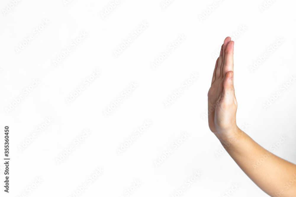 Gesture showing stop requirement on a white background. Gesture showing stop requirement on a white background.