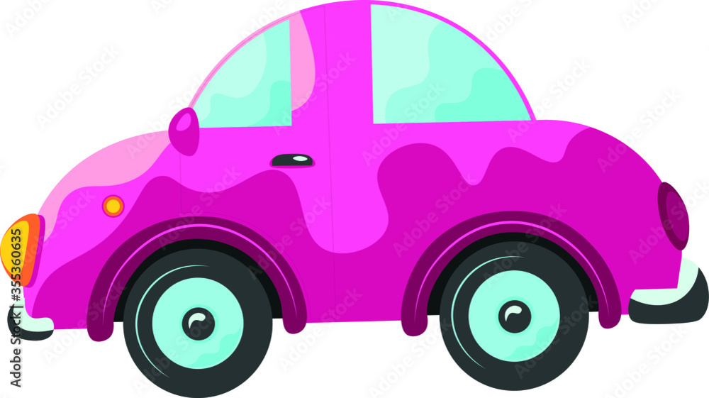 pink toy car on a white background