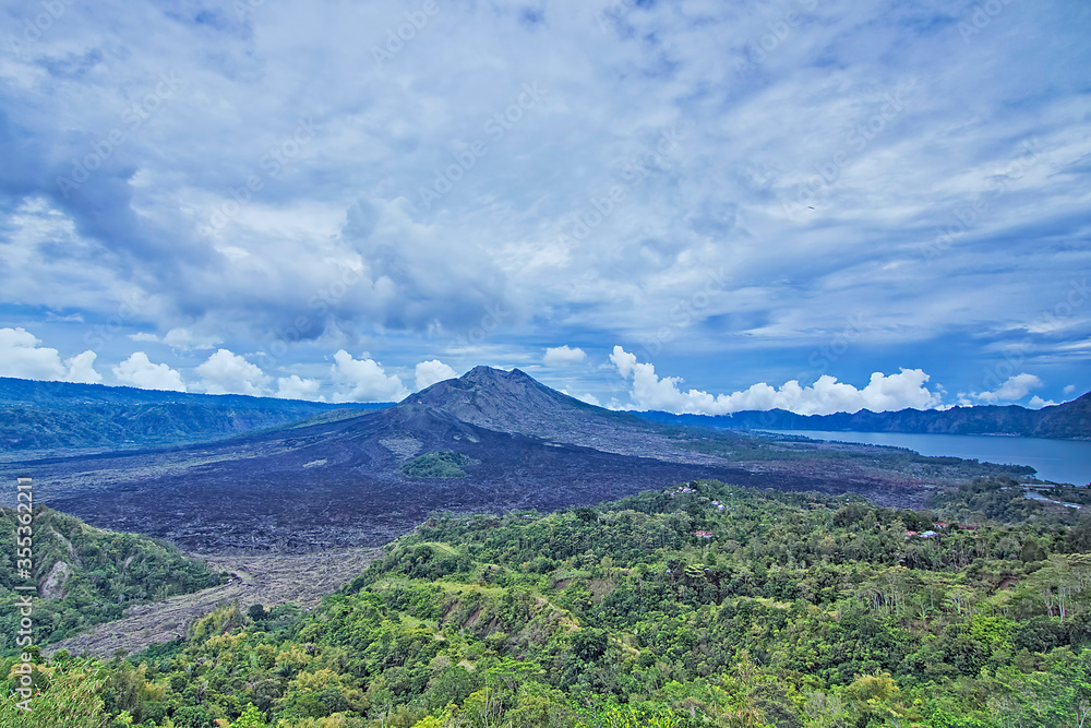 The best nature view of Mount Batur in Bali, Indonesia.