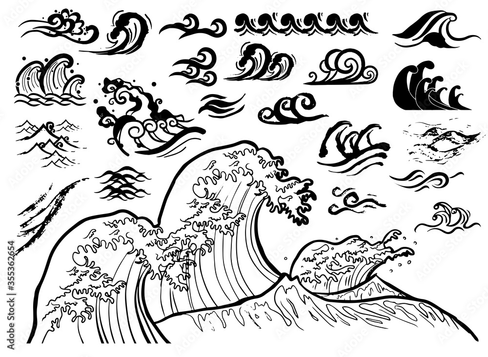 波しぶき 年賀状 年賀素材 素材 波 大波 小波 津波 浮世絵 和柄 和風 線画 線 Stock ベクター Adobe Stock 波しぶき 年賀状 年賀素材 素材 波 大波 小波 津波 浮世絵 和柄 和風 線画 線 Stock ベクター Adobe Stock