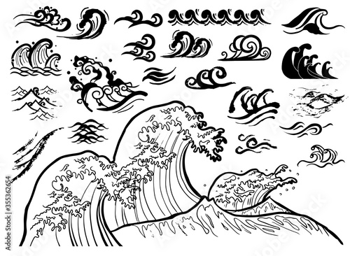 波しぶき 年賀状 年賀素材 素材 波 大波 小波 津波 浮世絵 和柄 和風 線画 線 Stock Vector Adobe Stock 波しぶき 年賀状 年賀素材 素材 波 大波 小波 津波 浮世絵 和柄 和風 線画 線 Stock Vector Adobe Stock