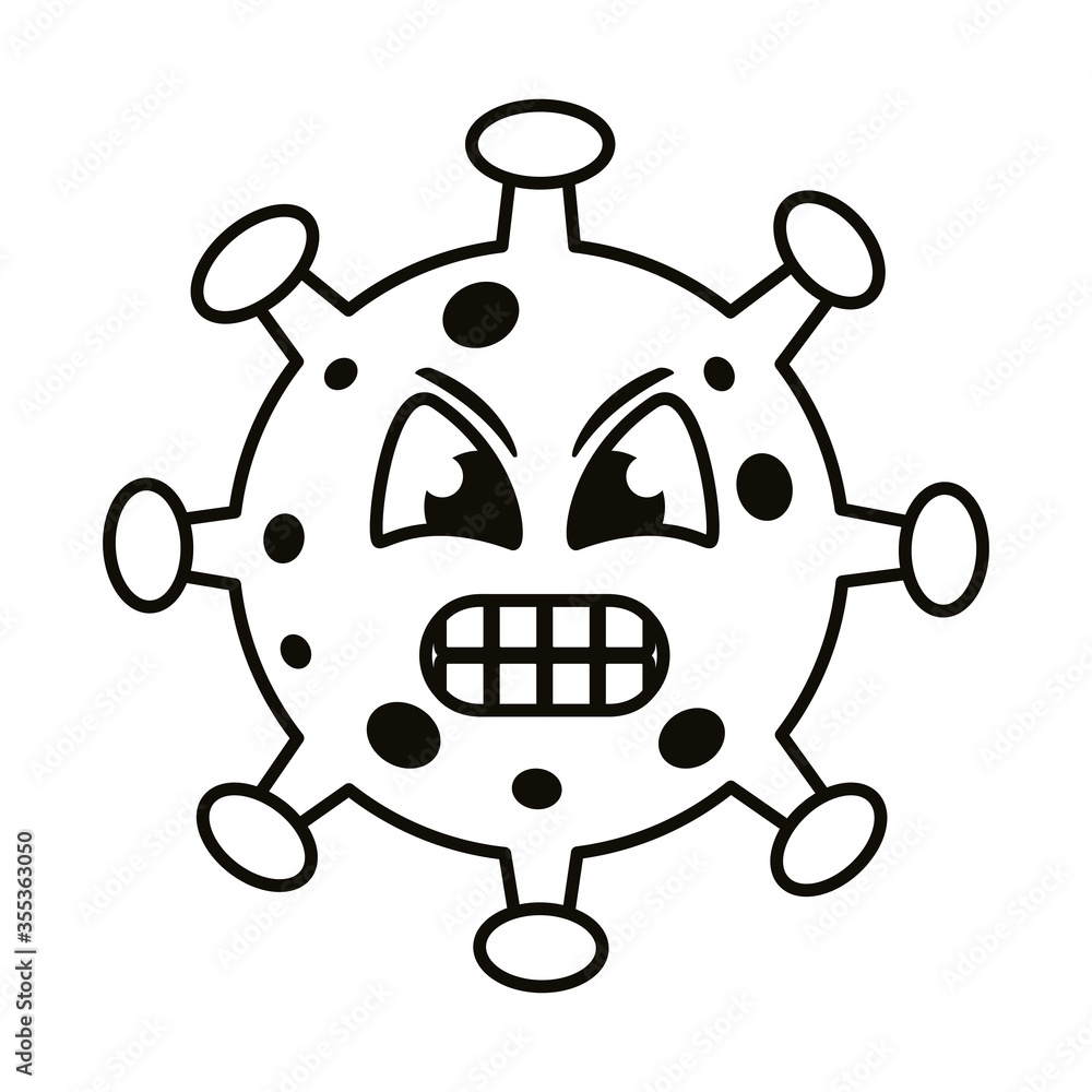 covid19 particle angry emoticon character