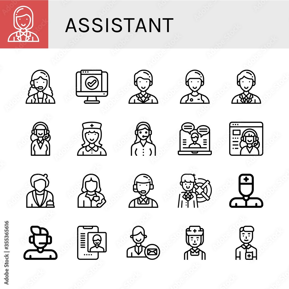 assistant simple icons set