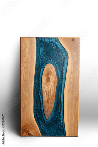 table top made of epoxy resin and wood