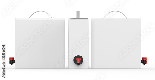 Blank Paper  Hard Box Wine Dispenser with a Tap For Branding. 3d render illustration.